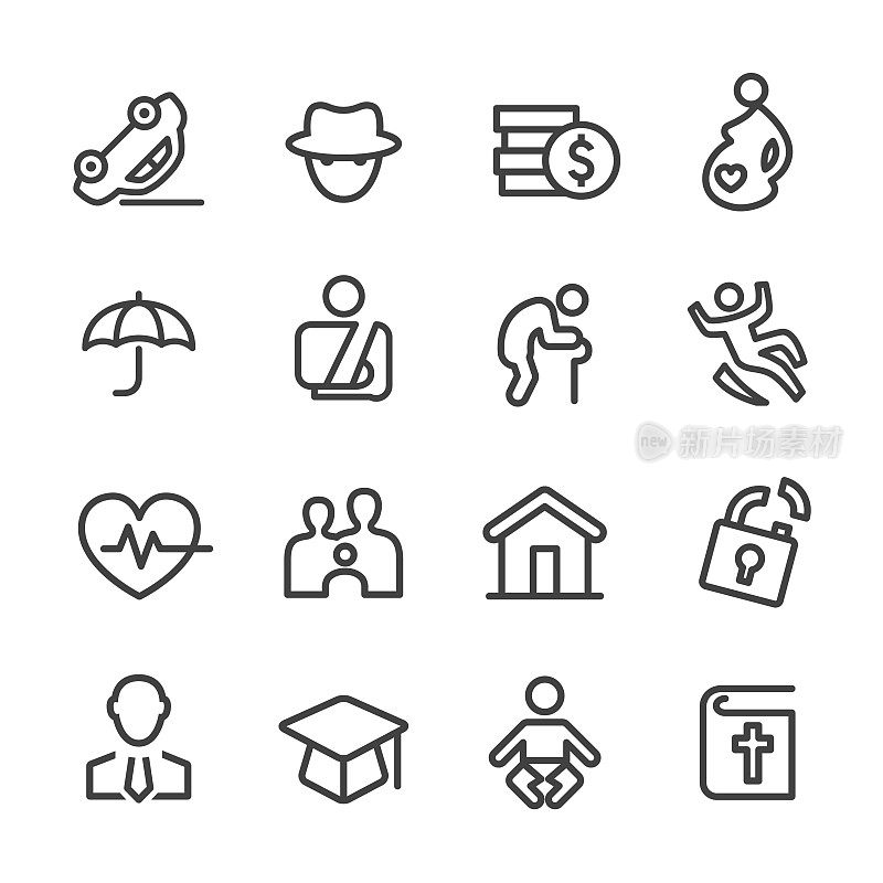 Life Insurance Icons - Line Series
